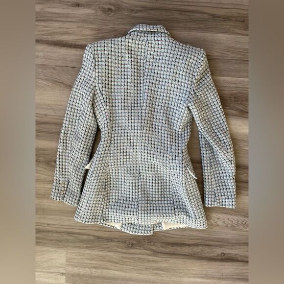 Zara Small Blue Double Breasted Blue Tweed Blazer - Picture 6 of 6